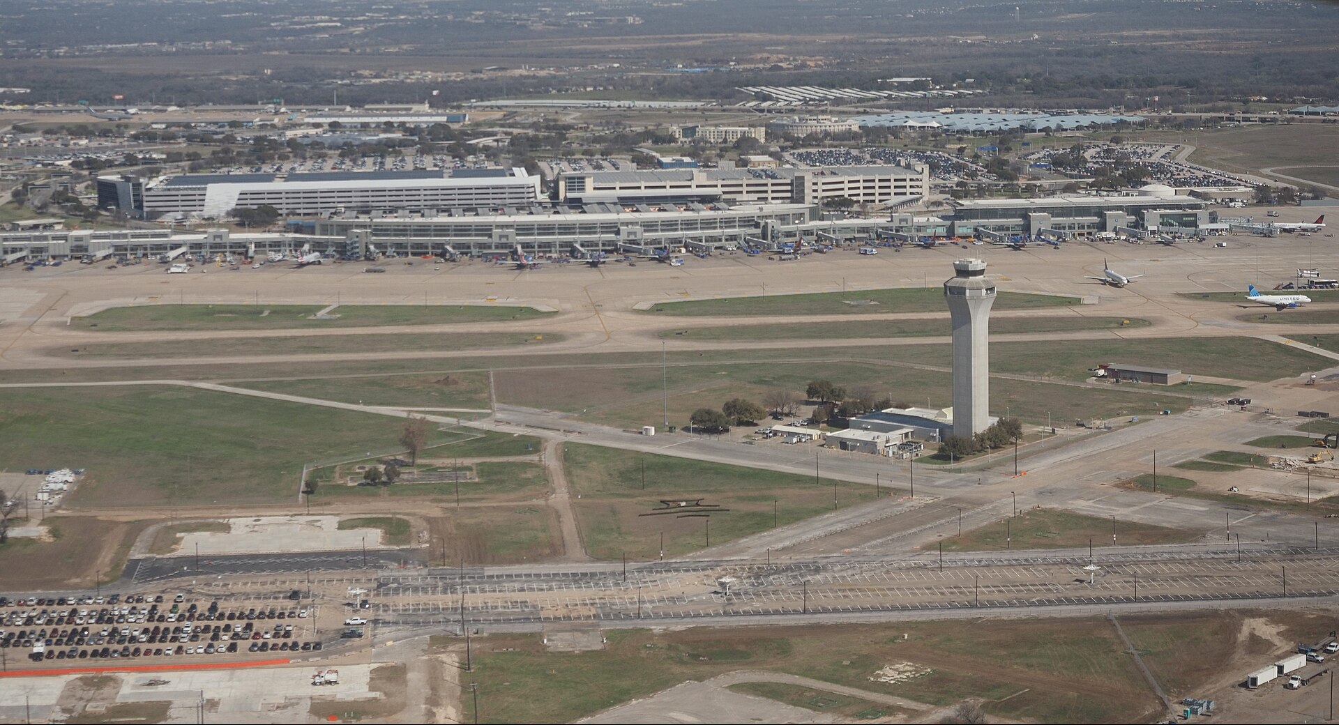 Aerial view of Austin-Bergstrom International Airport